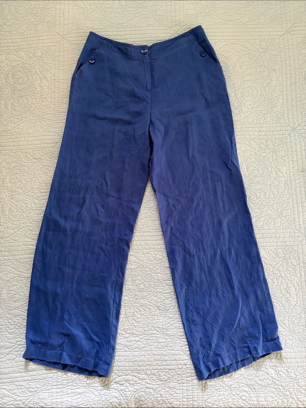 Chico's Linen Blue Wide-Leg Pants